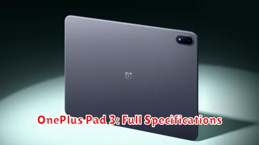 OnePlus Pad 3: Full Specifications